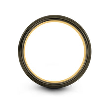 Gunmetal Tungsten Carbide Gold Plated Mens Ring