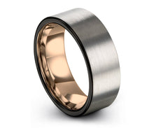 Brushed Silver Black Tungsten Ring Rose Gold Wedding Band Ring Tungsten Carbide 7mm 18K Brushed Ring Man Male Women Anniversary Matching