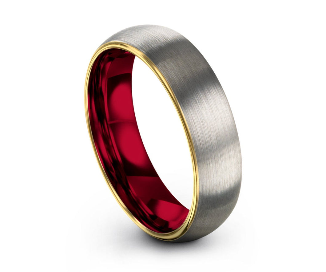 Mens Wedding Band, Brushed Yellow Gold Wedding Ring, Tungsten Ring 5mm 18K, Engagement Ring, Promise Ring, Rings for Men, Rings for Women