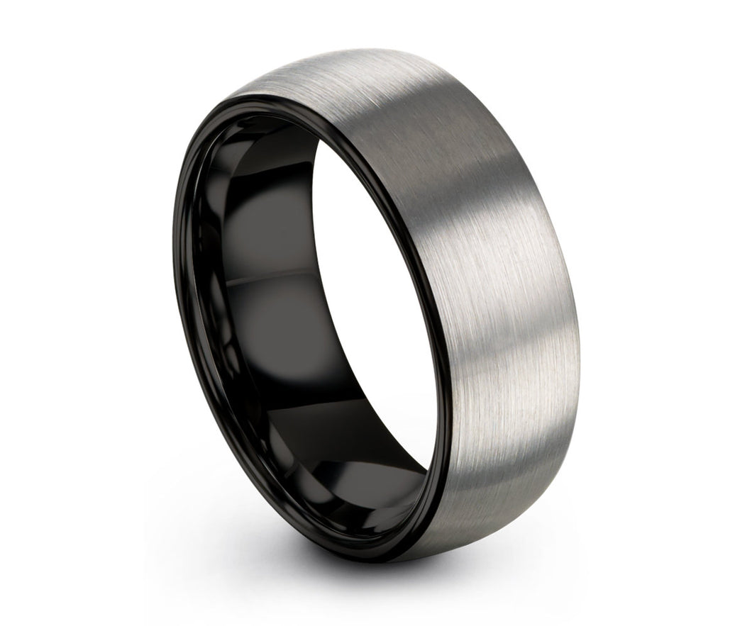 Tungsten Ring Mens Brushed Silver Black Wedding Band Tungsten Ring Tungsten Carbide 8mm Tungsten Ring Man Male Women Anniversary 2mm,4mm,6mm