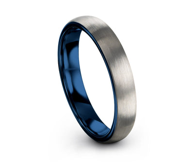 Tungsten Ring Blue, Wedding Ring 2mm 4mm 6mm 8mm, Blue Ring, Engagement Ring, Promise Ring, Rings for Men, Rings for Women, Silver Ring
