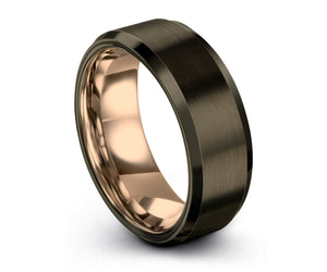 Free Engraving Rose Gold Mens Wedding Band Ring | Tungsten Carbide | Promise | Engagement| Personalized Gift | Free Shipping