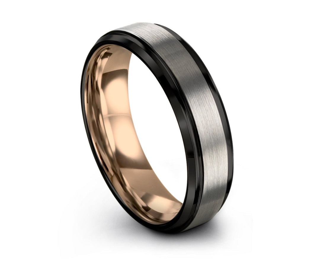 Mens Wedding Band, Rose Gold Wedding Ring, Tungsten Ring 6mm 18K, Engagement Ring, Promise Ring, Personalized, Gifts for Her, Gifts for Him
