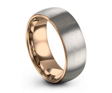 Tungsten Ring Rose Gold Brushed Silver Wedding Band Ring Tungsten Carbide 7mm 5mm 2mm 18K Tungsten Ring Man Male Women Anniversary Matching