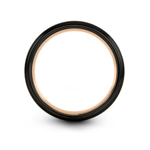 Black Tungsten and Rose Gold Band Ring