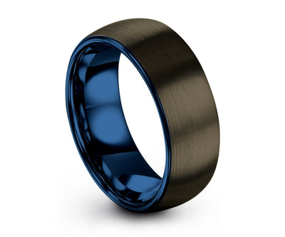 Black and Blue Tungsten Ring