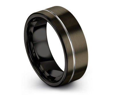 GUNMETAL Tungsten Ring Black Wedding Band Ring Tungsten Carbide 8mm Ring Man Wedding Band Male Women Anniversary Matching