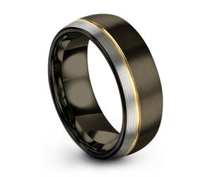 Mens Wedding Band, Tungsten Ring Gunmetal, Engagement Ring, Rings for Women, Rings for Men, Mens Ring, Black Ring, Wedding, Promise Ring