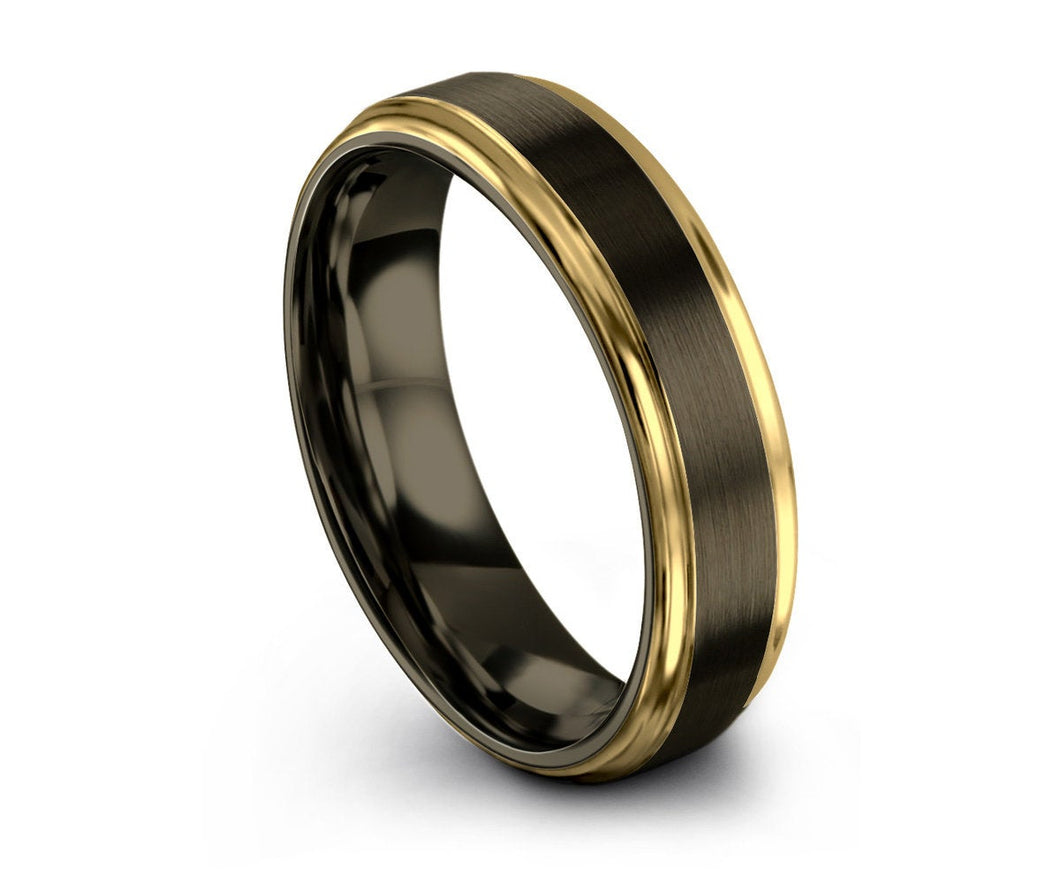 Gold Wedding Band, Brushed Tungsten Ring, Gunmetal, Engagement, Gifts for him, Gifts for her, Anniversary, Wedding, Promise Ring
