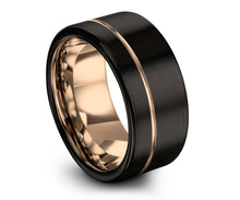 Black Tungsten Carbide Ring With Rose Gold