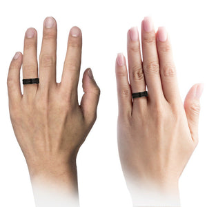 Mens Wedding Band Black, Tungsten Ring, Rose Gold Ring 18K 8mm, Engagement Ring, Promise Ring, Rings for Men, Rings for Women, Black Ring