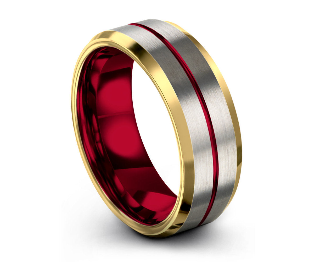 Red Opal & Meteorite Mens Ring | Tungsten Ring, Black Engagement Ring, Mens  Wedding Band, Handmade Ring, 6mm Minimalist Ring For Him