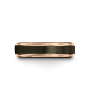 GUNMETAL Tungsten Ring Rose Gold Wedding Band Ring Tungsten Carbide 6mm 18K Tungsten Ring Man Wedding Band Male Women Anniversary Matching