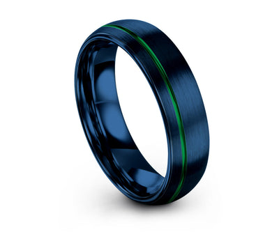 Mens Wedding Band Blue, Tungsten Ring 6mm, Wedding Ring, Engagement Ring, Promise Ring, Rings for Men, Rings for Women, Personalized Ring