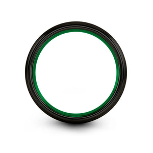Black and Green Tungsten Carbide Grooved Ring