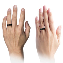 Black and Green Tungsten Carbide Grooved Ring