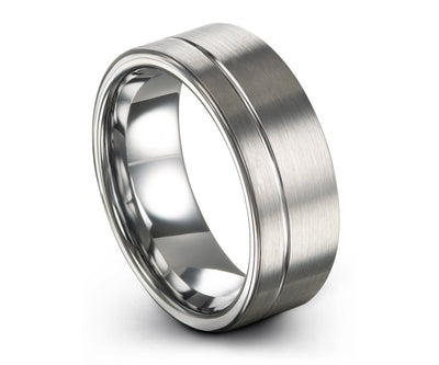 Mens Wedding Band, Tungsten Ring Silver 8mm, Wedding Ring, Engagement Ring, Promise Ring, Rings for Men, Rings for Women, Silver Ring