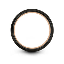 Black Tungsten and Rose Gold Band Ring