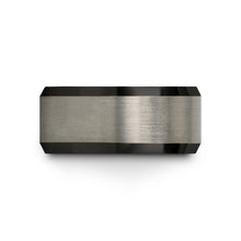 Black and Brushed Silver Tungsten Ring