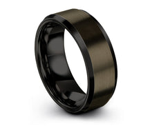 Mens Wedding Band Gunmetal, Tungsten Ring Black 8mm, Engagement Ring, Promise Ring, Personalized, Rings for Men, Rings for Women