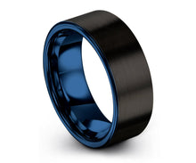 Unisex Wedding Band | Men & Women Promise Ring | Unique Blue Modern Wedding Ring | Tungsten Band Rings | Multiple MM available