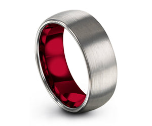 Rose Gold Tungsten Ring, Mens Silver Grey Wedding Band Tungsten Ring Tungsten Carbide 7mm Tungsten Man Wedding Male Women Anniversary