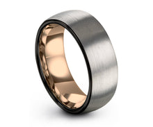 Mens Wedding Band, Rose Gold Wedding Ring, Tungsten Ring 10mm 18K, Engagement Ring, Promise Ring, Personalized, Gifts for Her, Gifts for Him