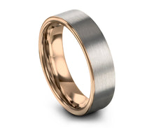 Mens Wedding Band Brushed Silver, Tungsten Ring Rose Gold 18K 6mm, Engagement Ring, Promise Ring, Rings for Men, Rings for Women, Gold Ring