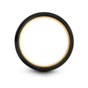 Brushed and Beveled Black Tungsten Band Ring