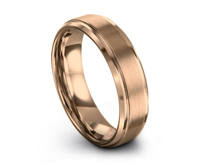 Tungsten Ring Rose Gold 18K Mens Wedding Band, 10mm 8mm 6mm 4mm Widths, For Engagement Promise Gift Ideas with Free Shipping and Engraving