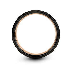 Brushed Black Tungsten and Rose Gold Ring