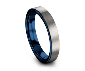 Tungsten Ring Blue, Minimal Ring, Wedding Ring 2mm 4mm 6mm 8mm, Engagement Ring, Promise Ring, Rings for Men, Rings for Women, Silver Ring
