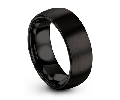Tungsten Ring Black, Mens Wedding Band 8mm, Wedding Ring, Engagement Ring, Promise Ring, Rings for Men, Rings for Women, Personalized