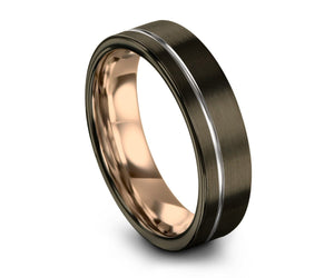 GUNMETAL Black Tungsten Ring Rose Gold Wedding Band Ring Tungsten Carbide 4mm 6mm 8mm 10mm 12mm 18K Tungsten Man Wedding Band Male Women