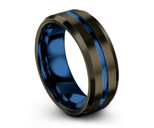 Gunmetal and Blue Tungsten Ring | Stylish Unique Wedding Band for Men & Women | Promise Ring | Personalized Gift