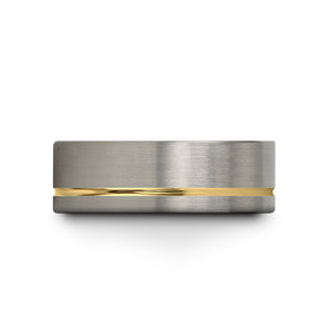 Brushed Silver Grooved Band Ring