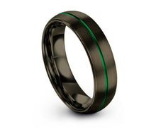GUNMETAL GREEN Tungsten Ring, Black Wedding Band 6mm, Wedding Ring, Engagement Ring, Promise Ring, Gifts for Him, Gifts for Her, Black Ring