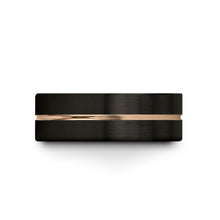 Rose Gold Groove Black Tungsten Ring