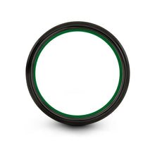 Mens Wedding Band Black, Green Wedding Ring, Tungsten Ring 8mm, Personalized, Engagement Ring, Promise Ring, Rings for Men, Rings for Women
