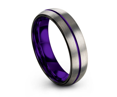 Purple Tungsten Wedding Band Men & Women | Unique Promise Ring | Great Gift Idea