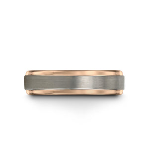 Mens Wedding Band Brushed Silver, Black & Rose Gold Wedding Ring, Tungsten Ring 8mm 18K, Engagement Ring, Promise Ring, Rings for Men