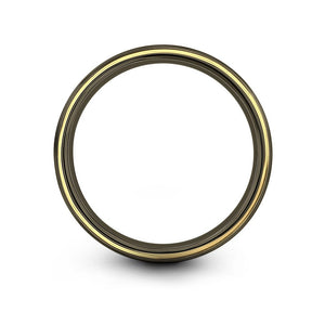 Mens Ring Gunmetal, Mens Wedding Band Yellow Gold 8mm 18K, Tungsten Ring, Wedding Ring, Engagement Ring, Promise Ring, Rings for Men, Black