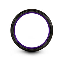 Purple Tungsten Wedding Band Purple Thin Line 4mm Men & Women | Unique Promise Ring | Great Gift Idea