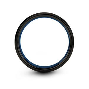Silver, Black, and Blue Tungsten Ring