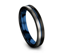 Black And Silver Tungsten Groove Ring