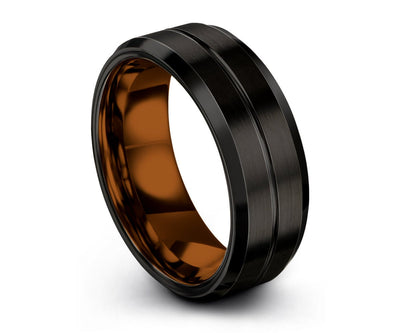 Mens Wedding Band Copper, Black Tungsten Ring, Mens Wedding Ring, Promise Ring, Engagement Ring,Rings for Men, Rings for Women, Personalized