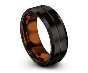 Mens Wedding Band Copper, Black Tungsten Ring, Mens Wedding Ring, Promise Ring, Engagement Ring,Rings for Men, Rings for Women, Personalized
